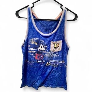 Women’s 1955 Mickey Mouse Disney Blue and Yellow Retro Style Tank Top, Size M